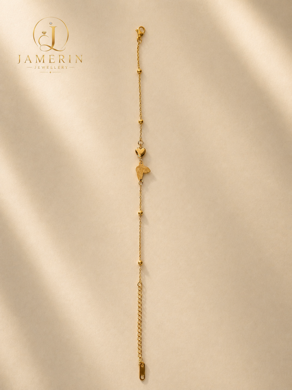 Golden Butterfly and Heart Bracelet