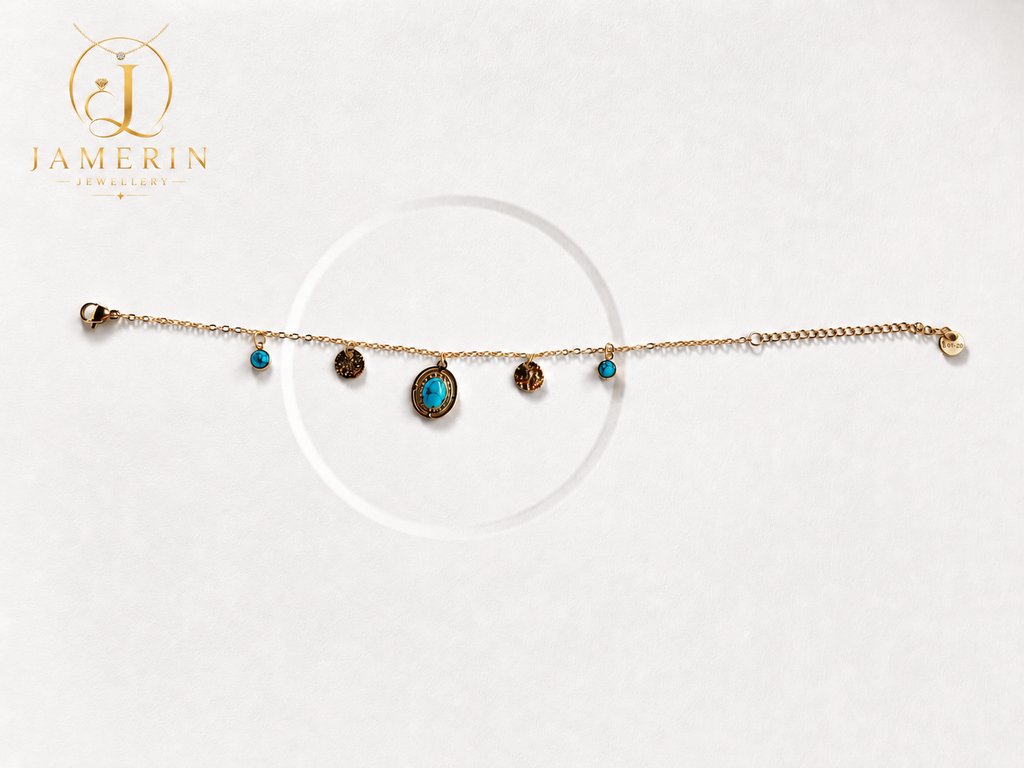 Turquoise Charm Cascade Bracelet