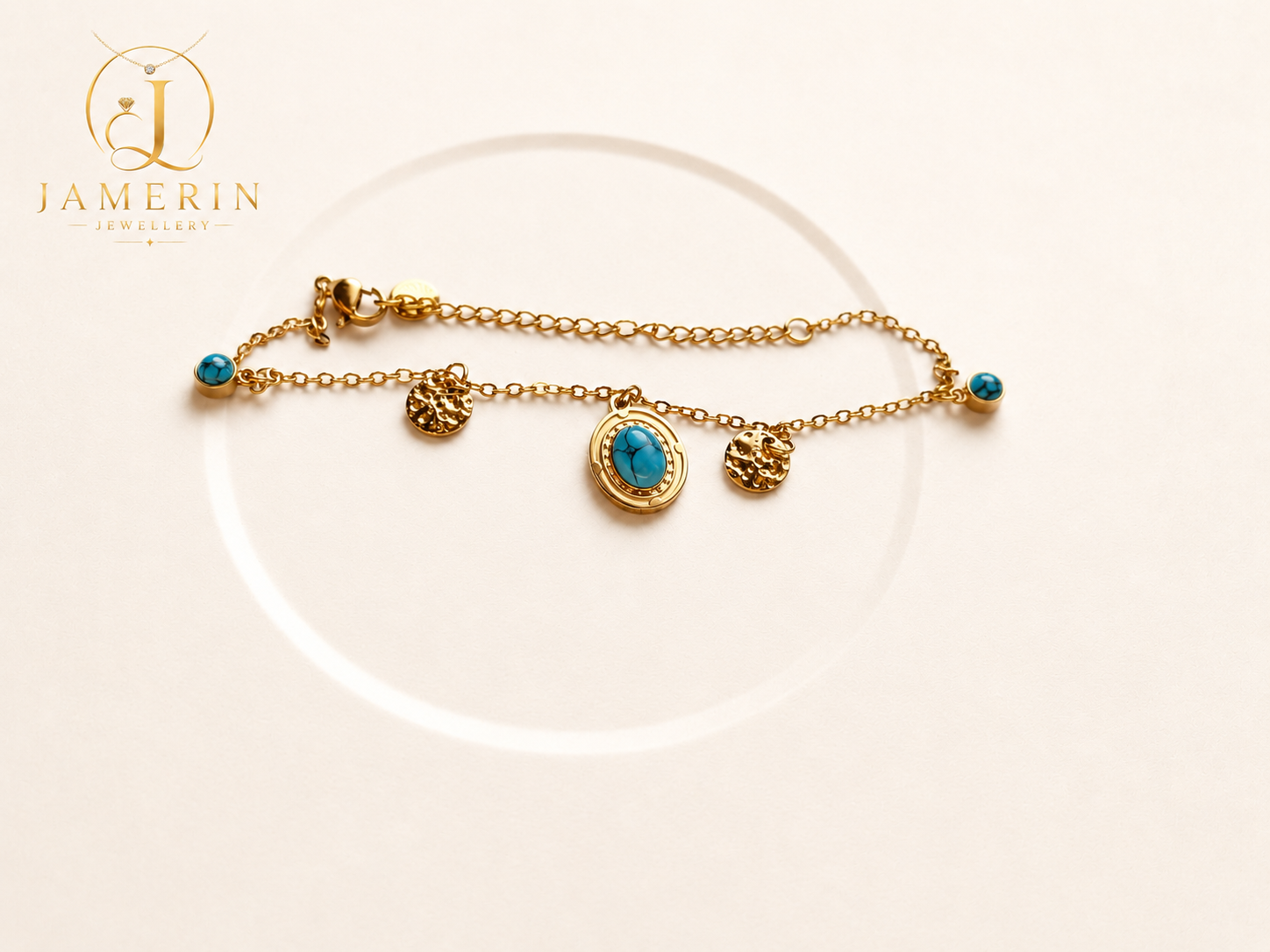 Turquoise Charm Cascade Bracelet