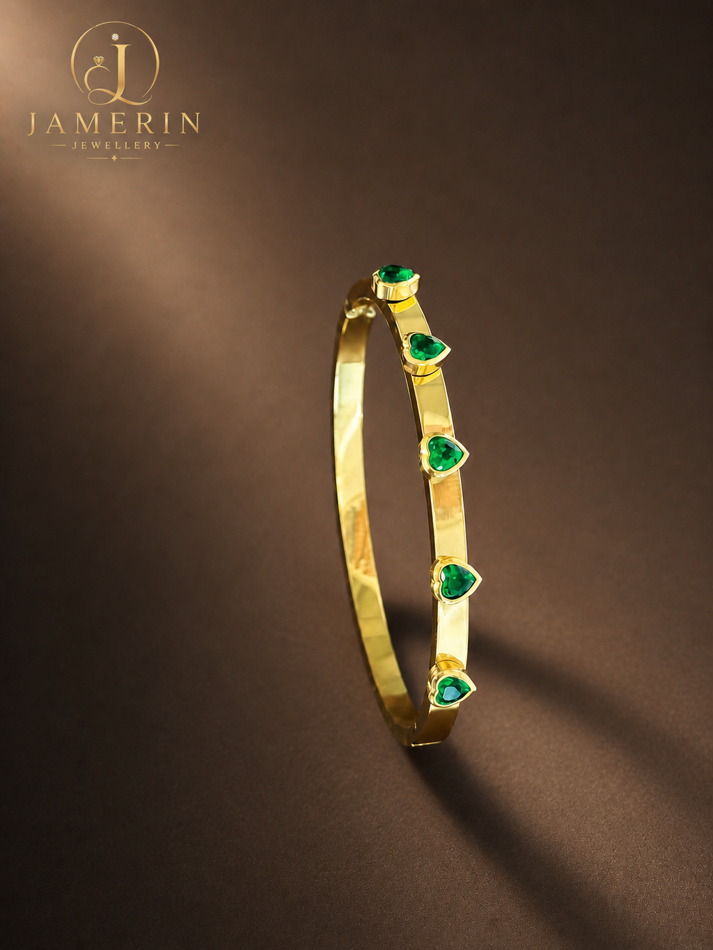 5-Studded Emerald Bangle