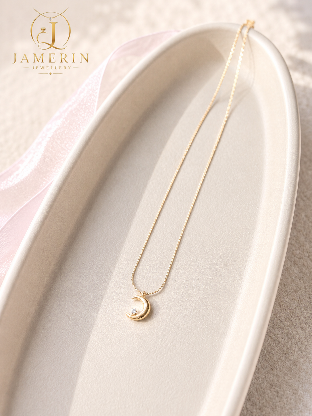 Crescent Diamond Moon Necklace (#3)