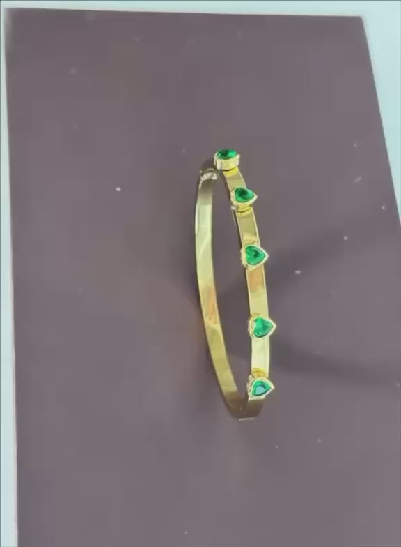 5-Studded Emerald Bangle